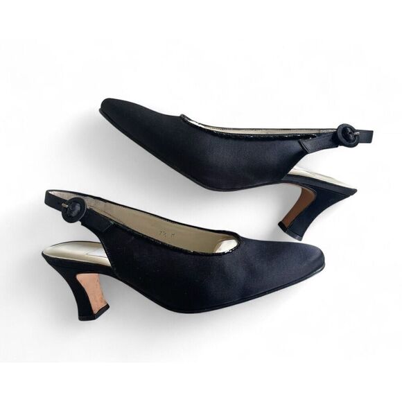 TALBOTS Satin Decorated with beads genuine leather inside the sole Hills Punmps - Picture 1 of 8